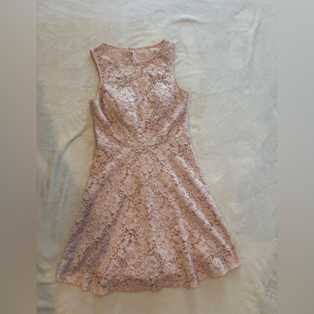 Formal Lace Pink Mini Dress